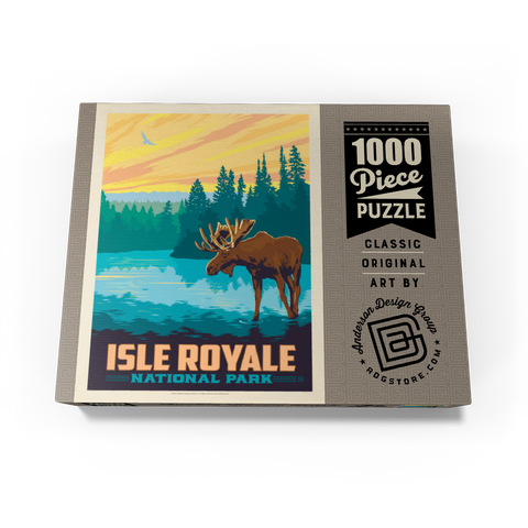 Isle Royale National Park: Morning Moose, Vintage Poster 1000 Jigsaw Puzzle box view3