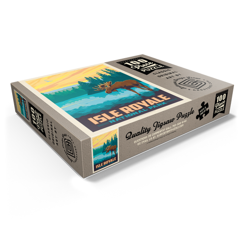 Isle Royale National Park: Morning Moose, Vintage Poster 100 Jigsaw Puzzle box view1