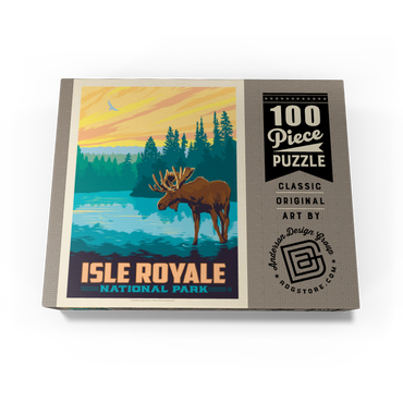 Isle Royale National Park: Morning Moose, Vintage Poster 100 Jigsaw Puzzle box view3
