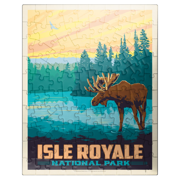 puzzleplate Isle Royale National Park: Morning Moose, Vintage Poster 100 Jigsaw Puzzle
