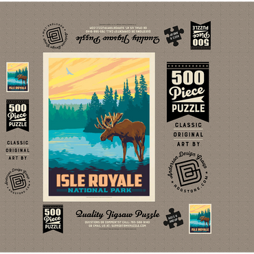 Isle Royale National Park: Morning Moose, Vintage Poster 500 Jigsaw Puzzle box 3D Modell