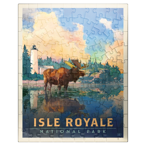 puzzleplate Isle Royale National Park: Sunrise, Vintage Poster 100 Jigsaw Puzzle