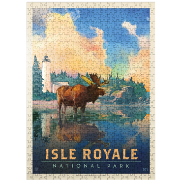 puzzleplate Isle Royale National Park: Sunrise, Vintage Poster 500 Jigsaw Puzzle