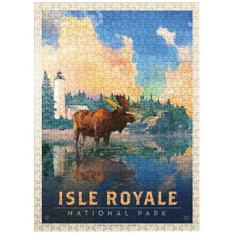 puzzleplate Isle Royale National Park: Sunrise, Vintage Poster 500 Jigsaw Puzzle