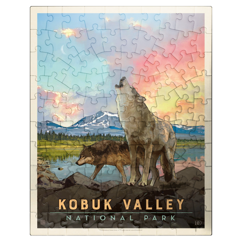 puzzleplate Kobuk Valley National Park: Wolves, Vintage Poster 100 Jigsaw Puzzle