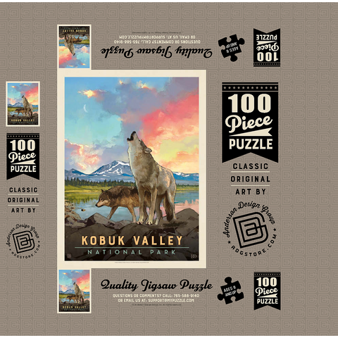 Kobuk Valley National Park: Wolves, Vintage Poster 100 Jigsaw Puzzle box 3D Modell