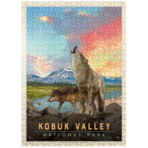 puzzleplate Kobuk Valley National Park: Wolves, Vintage Poster 500 Jigsaw Puzzle