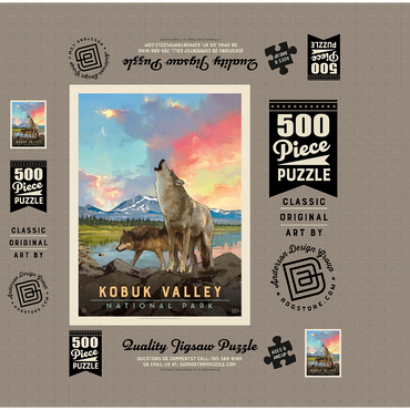 Kobuk Valley National Park: Wolves, Vintage Poster 500 Jigsaw Puzzle box 3D Modell