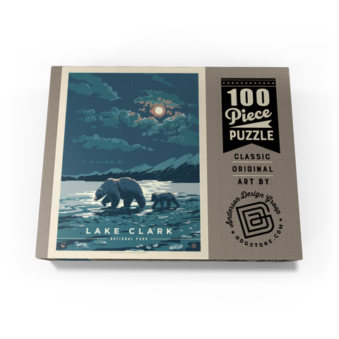 Lake Clark National Park: Moonlighting, Vintage Poster 100 Jigsaw Puzzle box view3