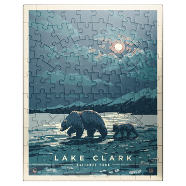 puzzleplate Lake Clark National Park: Moonlighting, Vintage Poster 100 Jigsaw Puzzle