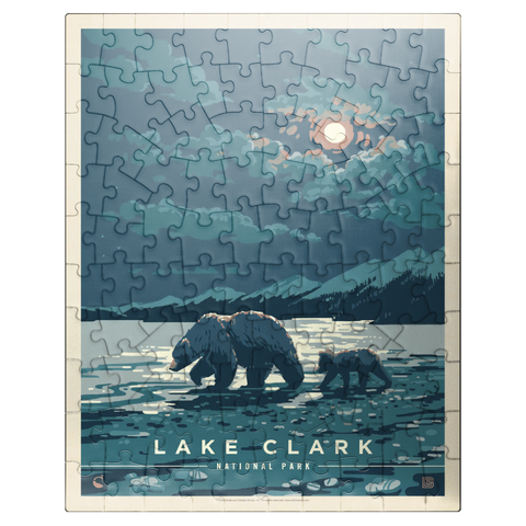 puzzleplate Lake Clark National Park: Moonlighting, Vintage Poster 100 Jigsaw Puzzle