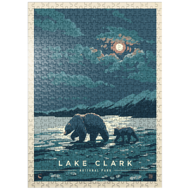 puzzleplate Lake Clark National Park: Moonlighting, Vintage Poster 500 Jigsaw Puzzle