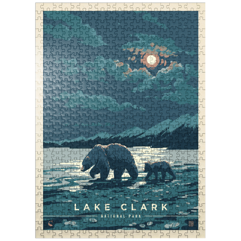 puzzleplate Lake Clark National Park: Moonlighting, Vintage Poster 500 Jigsaw Puzzle