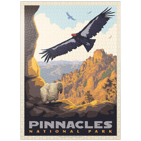 puzzleplate Pinnacles National Park: California Condors, Vintage Poster 1000 Jigsaw Puzzle
