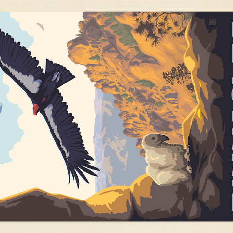 Pinnacles National Park: California Condors, Vintage Poster 1000 Jigsaw Puzzle 3D Modell