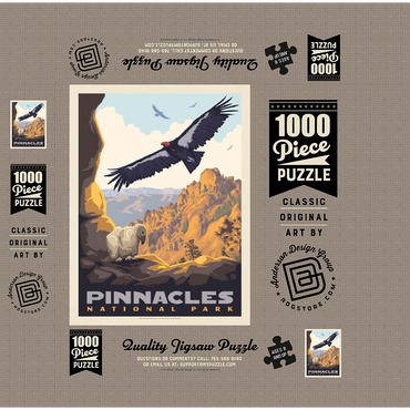 Pinnacles National Park: California Condors, Vintage Poster 1000 Jigsaw Puzzle box 3D Modell