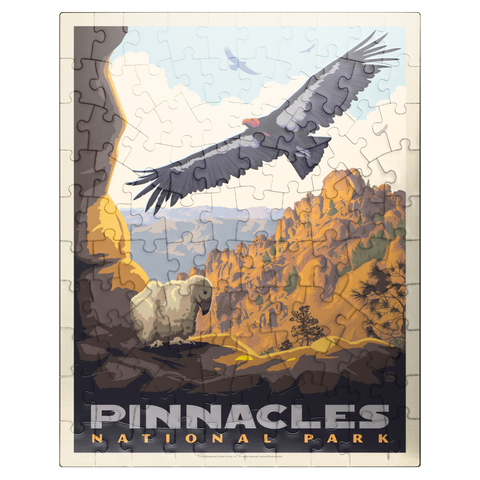 puzzleplate Pinnacles National Park: California Condors, Vintage Poster 100 Jigsaw Puzzle