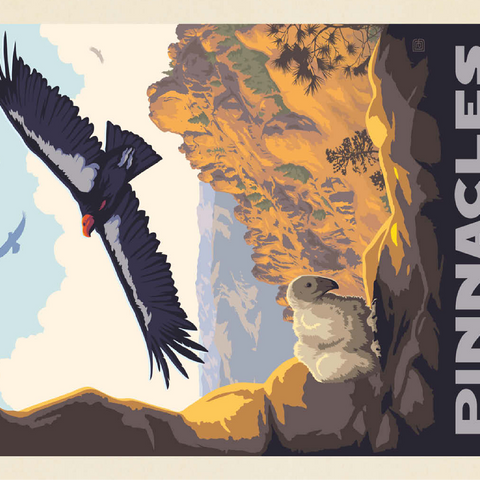 Pinnacles National Park: California Condors, Vintage Poster 100 Jigsaw Puzzle 3D Modell