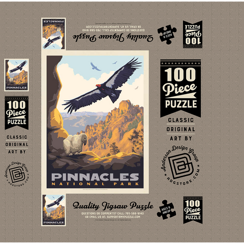 Pinnacles National Park: California Condors, Vintage Poster 100 Jigsaw Puzzle box 3D Modell