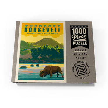 Theodore Roosevelt National Park: Bison, Vintage Poster 1000 Jigsaw Puzzle box view3