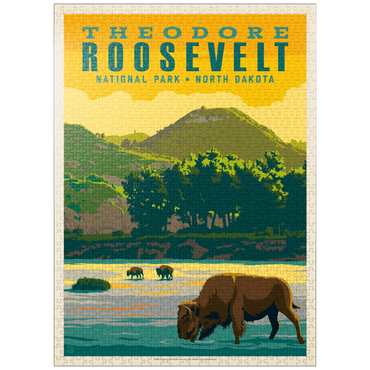 puzzleplate Theodore Roosevelt National Park: Bison, Vintage Poster 1000 Jigsaw Puzzle