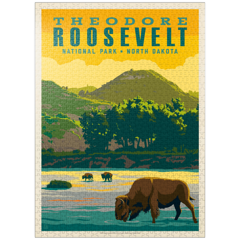 puzzleplate Theodore Roosevelt National Park: Bison, Vintage Poster 1000 Jigsaw Puzzle