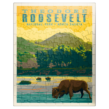 puzzleplate Theodore Roosevelt National Park: Bison, Vintage Poster 100 Jigsaw Puzzle