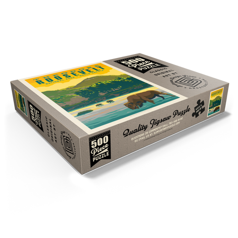 Theodore Roosevelt National Park: Bison, Vintage Poster 500 Jigsaw Puzzle box view1