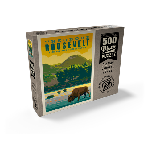 Theodore Roosevelt National Park: Bison, Vintage Poster 500 Jigsaw Puzzle box view2