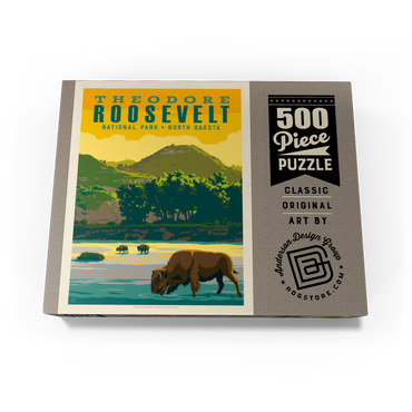 Theodore Roosevelt National Park: Bison, Vintage Poster 500 Jigsaw Puzzle box view3