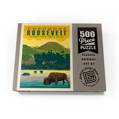 Theodore Roosevelt National Park: Bison, Vintage Poster 500 Jigsaw Puzzle box view3