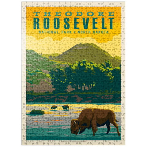 puzzleplate Theodore Roosevelt National Park: Bison, Vintage Poster 500 Jigsaw Puzzle