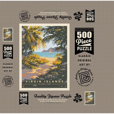 Virgin Islands National Park: Paradise Found, Vintage Poster 500 Jigsaw Puzzle box 3D Modell