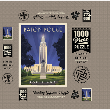 Baton Rouge, Louisiana: State Capitol, Vintage Poster 1000 Jigsaw Puzzle box 3D Modell