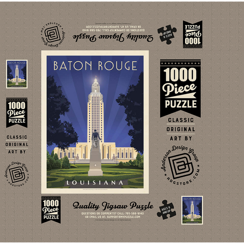 Baton Rouge, Louisiana: State Capitol, Vintage Poster 1000 Jigsaw Puzzle box 3D Modell