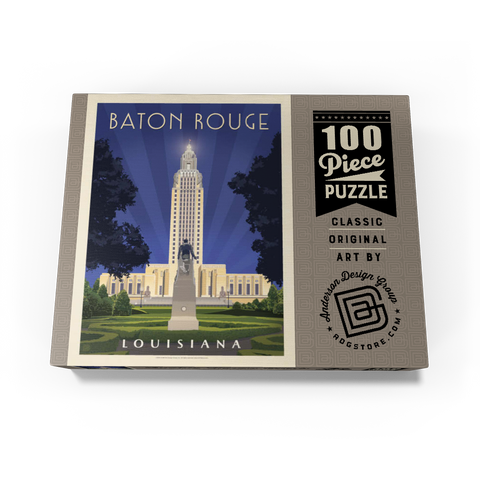 Baton Rouge, Louisiana: State Capitol, Vintage Poster 100 Jigsaw Puzzle box view3