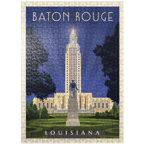 puzzleplate Baton Rouge, Louisiana: State Capitol, Vintage Poster 500 Jigsaw Puzzle