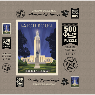 Baton Rouge, Louisiana: State Capitol, Vintage Poster 500 Jigsaw Puzzle box 3D Modell