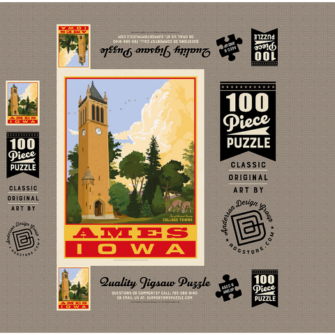 American College Towns: Ames, Iowa, Vintage Poster 100 Jigsaw Puzzle box 3D Modell