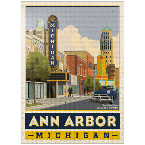 puzzleplate American College Towns: Ann Arbor, Michigan, Vintage Poster 1000 Jigsaw Puzzle