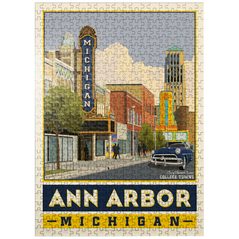 puzzleplate American College Towns: Ann Arbor, Michigan, Vintage Poster 500 Jigsaw Puzzle