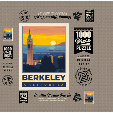 American College Towns: Berkeley, CA, Vintage Poster 1000 Jigsaw Puzzle box 3D Modell