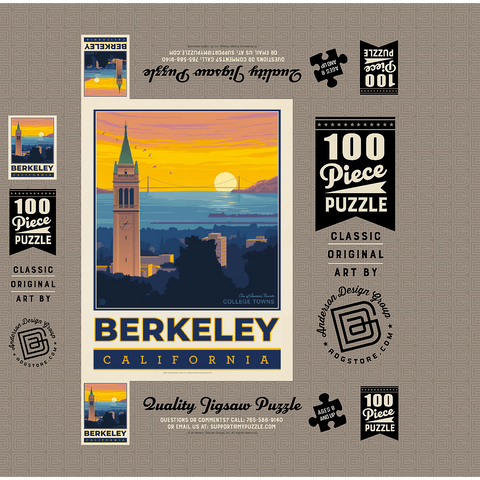 American College Towns: Berkeley, CA, Vintage Poster 100 Jigsaw Puzzle box 3D Modell