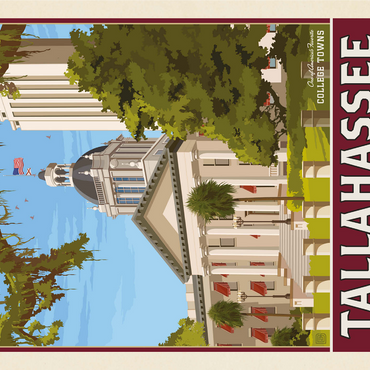 American College Towns: Tallahassee, FL, Vintage Poster 1000 Jigsaw Puzzle 3D Modell