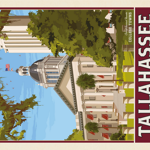 American College Towns: Tallahassee, FL, Vintage Poster 1000 Jigsaw Puzzle 3D Modell