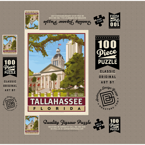 American College Towns: Tallahassee, FL, Vintage Poster 100 Jigsaw Puzzle box 3D Modell