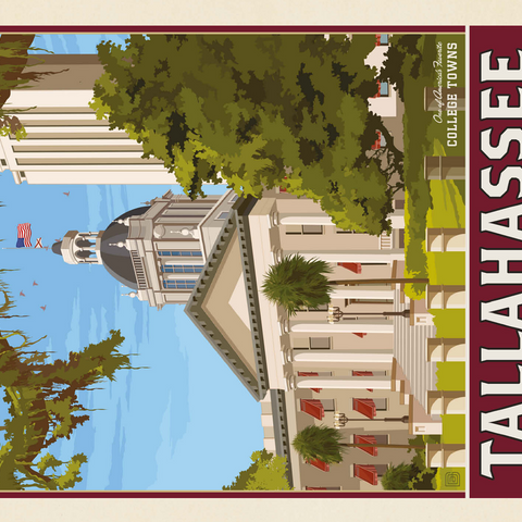 American College Towns: Tallahassee, FL, Vintage Poster 500 Jigsaw Puzzle 3D Modell