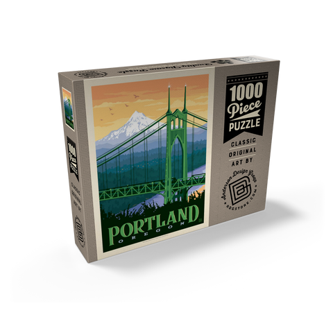 Portland, Oregon: St. Johns Bridge, Vintage Poster 1000 Jigsaw Puzzle box view2