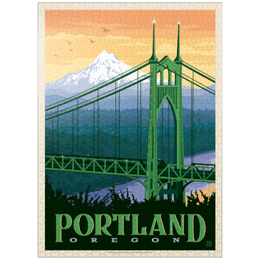 puzzleplate Portland, Oregon: St. Johns Bridge, Vintage Poster 1000 Jigsaw Puzzle