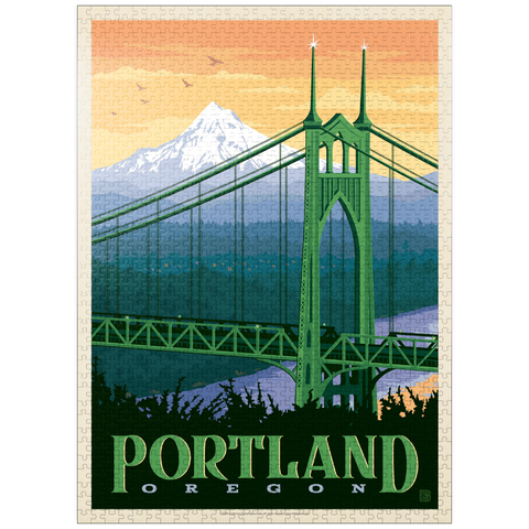 puzzleplate Portland, Oregon: St. Johns Bridge, Vintage Poster 1000 Jigsaw Puzzle